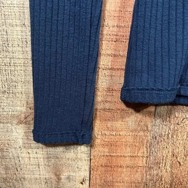 Hollister Y2K Ribbed Henley Top Navy Blue Long Sleeve Fitted Small Shirt Indie - Image 4