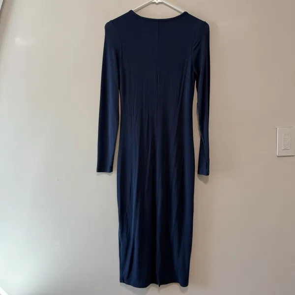 Quince NWT Tencel Rib‎ Knit Long Sleeve Midi Dress in Navy Blue Size Small - Image 7