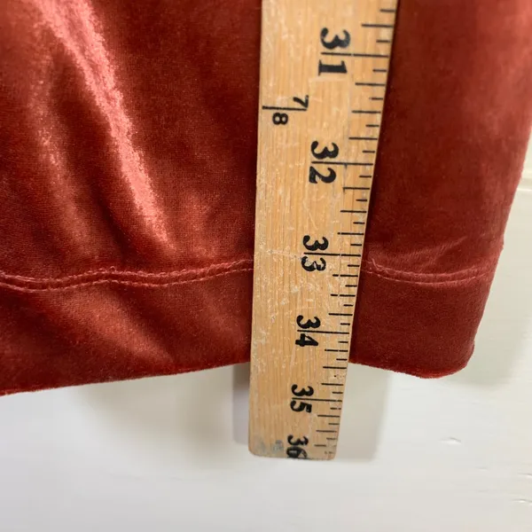 Free People‎ Rust Velvet Ruched Button Down Mini Dress Fall Medium Bodycon Party - Image 7