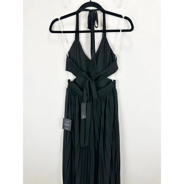 Lulus Celebratory Allure Black Pleated Backless Maxi Dress Formal Small NWT - Image 9