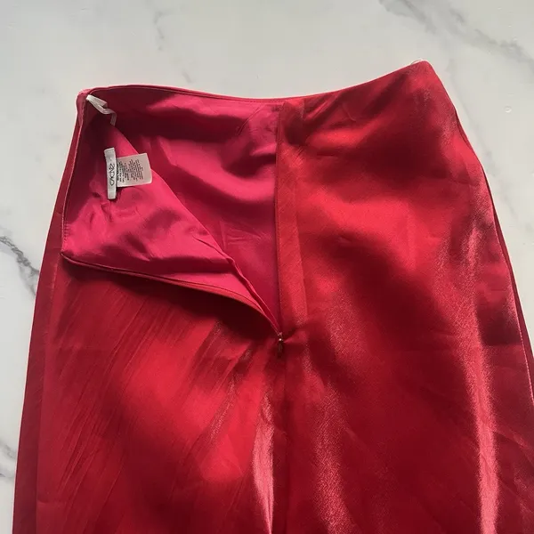 Vintage Cache Red Satin Maxi Skirt Size XS Bias Cut 90s CBK Minimalist Long Slip - Image 7