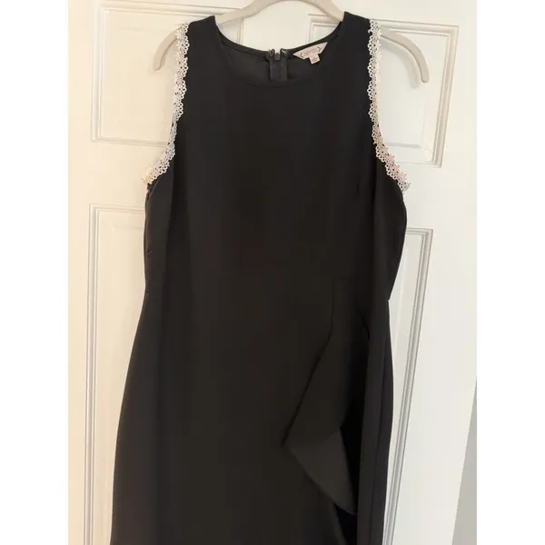 Nanette Lepore 12 Dress Sleeveless Lace Trim Cascading Front Ruffle Flared Hem - Image 7