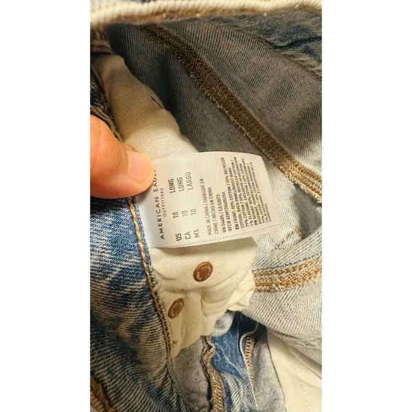 AMERICAN EAGLE Skylight Blue Strigid Ripped Knee High-Waisted Stovepipe Jeans - Image 14