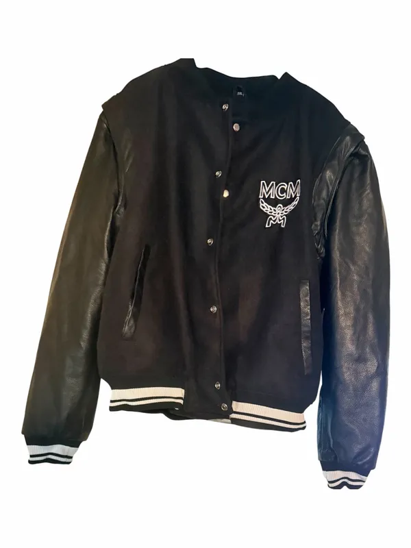 MCM women’s Black Varsity Jacket with Leather Sleeves - Image 5