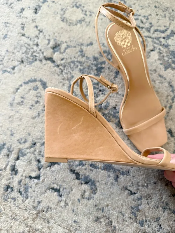 Vince Camuto Ambee Tan Wedge Heel Ankle Strap Sandals 7.5 - Image 4