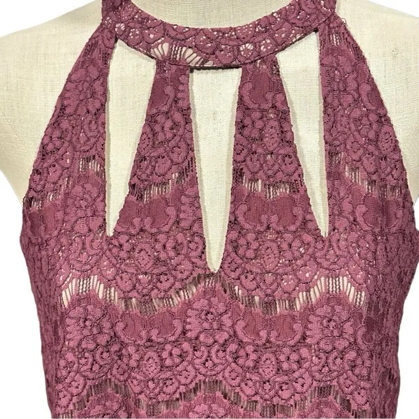 Love Fire Dusty Rose Lace Halter Cut Out Neckline A-Line Dress Size XL - Image 4