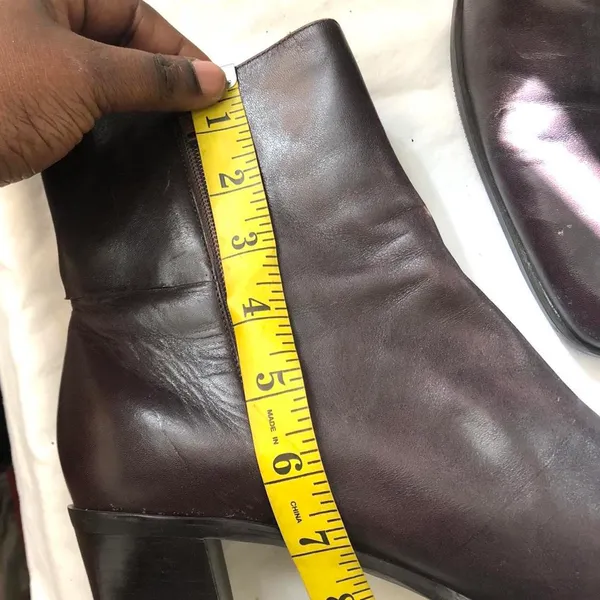 Y2K Gianni Bini Brown genuine leather square toe chunky platform ankle chelsea boots booties #grunge-Women 11M Measurement in pics - Image 3