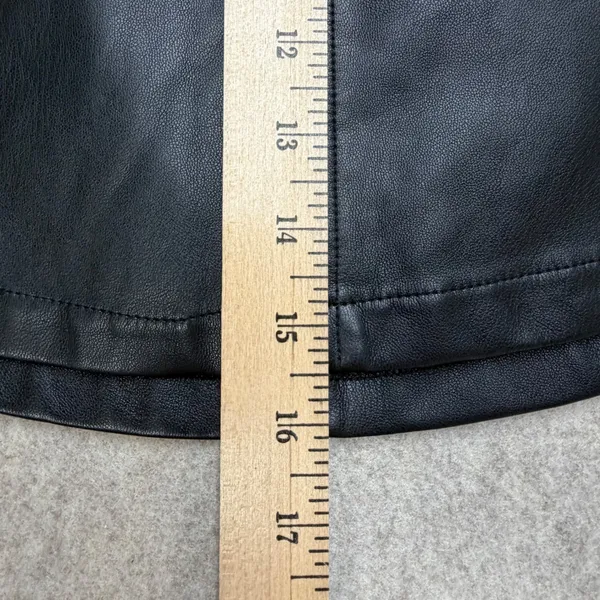 Lulus Black Vegan Faux Leather Mini‎ Skirt Exposed Zipper Size M Bikercore - Image 7