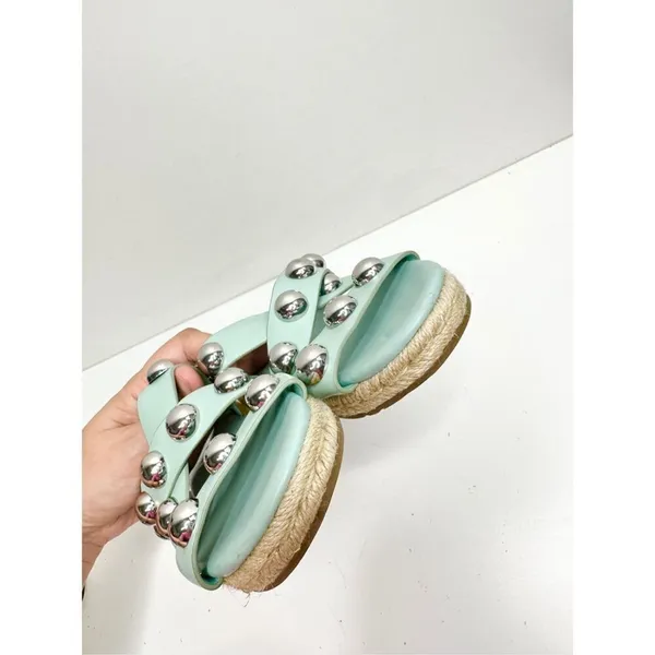 Marc Fisher Sandals Womens Size‎ 6 Green Prisca Crisscross Espadrille Slides - Image 11