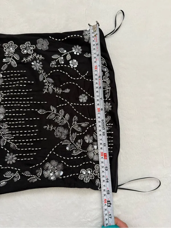 Faded Rose Black Beaded Sequin Tube Top M NWT Fairy Goth Y2K Party - Image 7