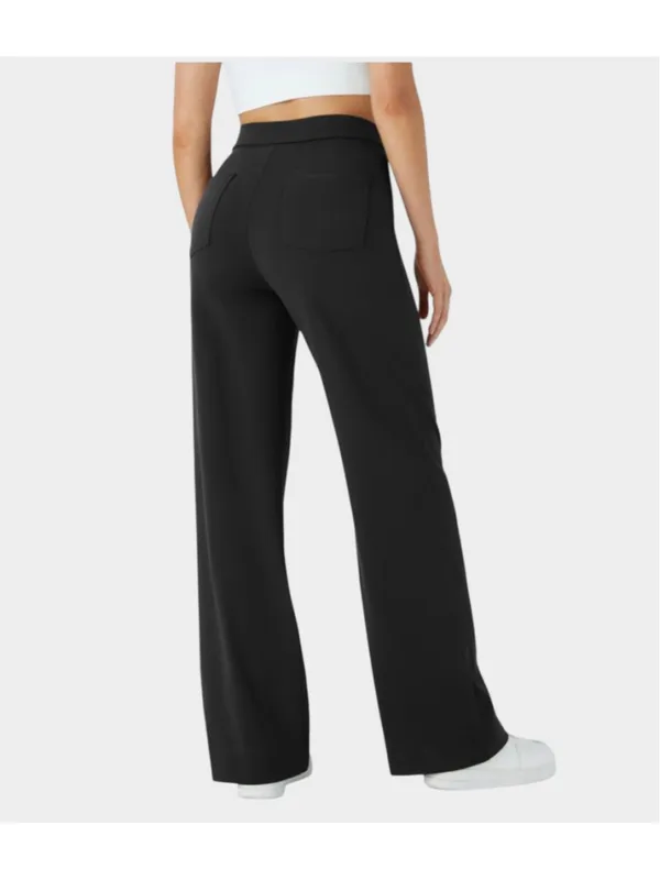 Halara Size L High Waisted Pockets Straight Leg Casual Pants Black - Image 2