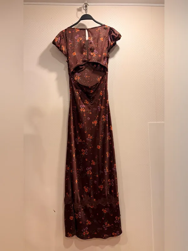 Free People Butterfly Babe Burgundy Floral Satin Lace-Trim Maxi Dress - Image 9