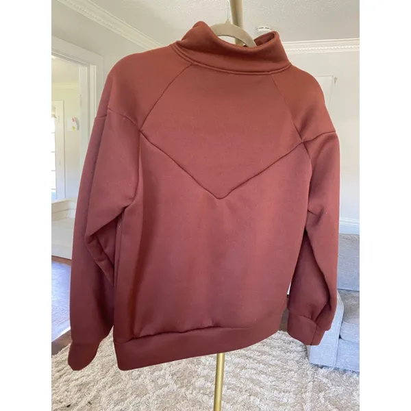 Rust Brown 1/4 Zip‎ Pullover Buttery Soft Cozy Lounge Travel Preppy Streetwear L - Image 5