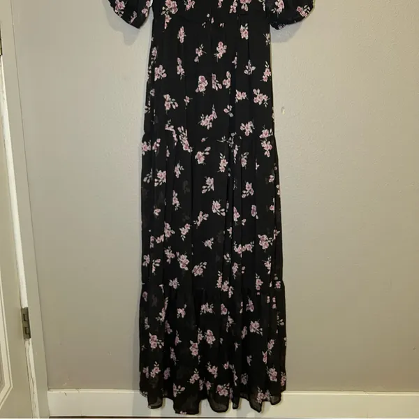 NEW Altar’d State Deanne black floral tiered maxi dress women’s size small - Image 8