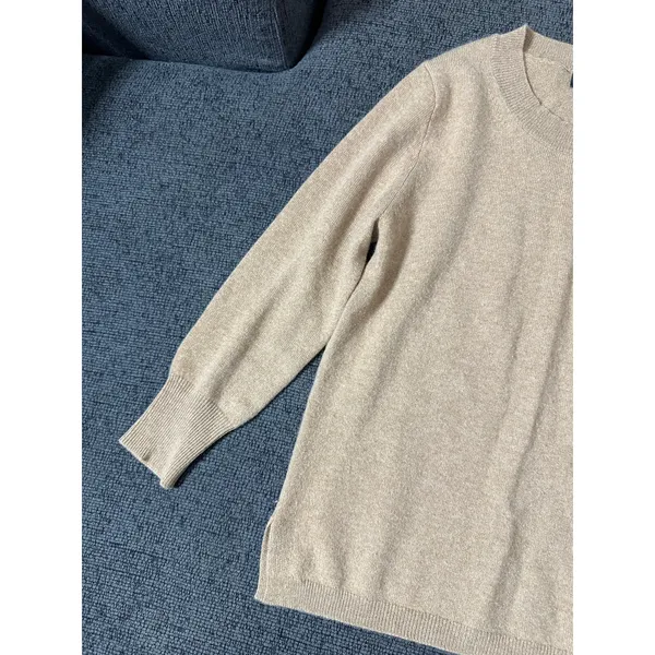 J.Crew Three-Quarter Sleeve Everyday Cashmere Sweater size S Camel - Image 4