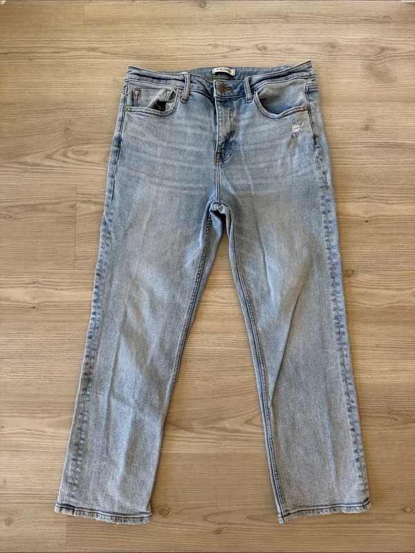 VIGOSS Light Wash High-Rise Slim Straight Jeans - Image 4