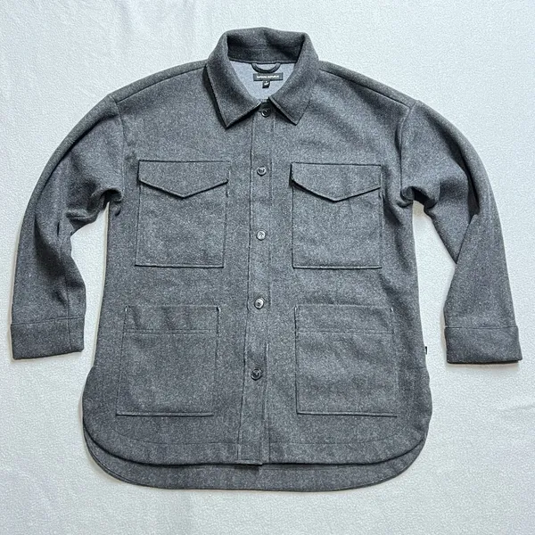 Banana Republic Ladies' Structured 4 Pocket Button Shacket Shirt Jacket Gray‎ S - Image 2
