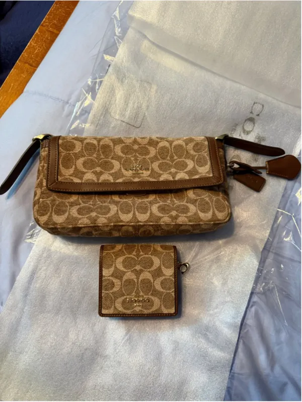 NEW Coach Etta Chenille Shoulder Crossbody Bag + Wallet Set CCV65 CCQ32 - Image 11