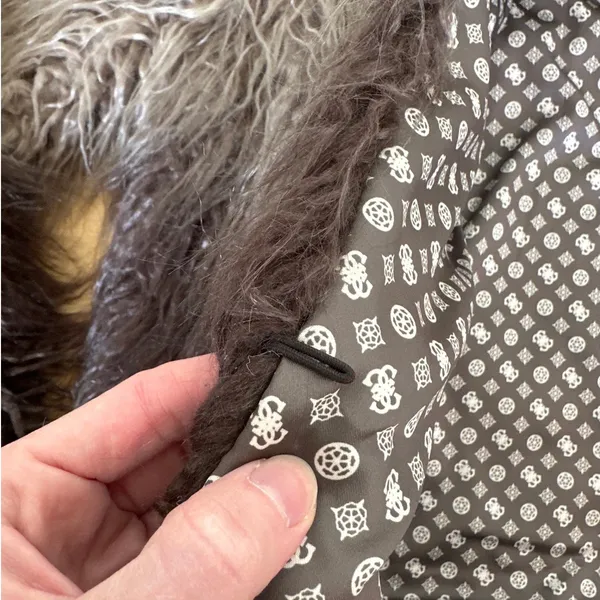 Guess Christina Degrade Faux Fur Jacket Size S in Ombre Beige Gray & Brown - Image 3