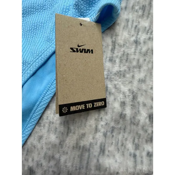 Nike Swim Women Light Blue Textured High Waist Bikini Bottom NESSD234‎ L - Image 3