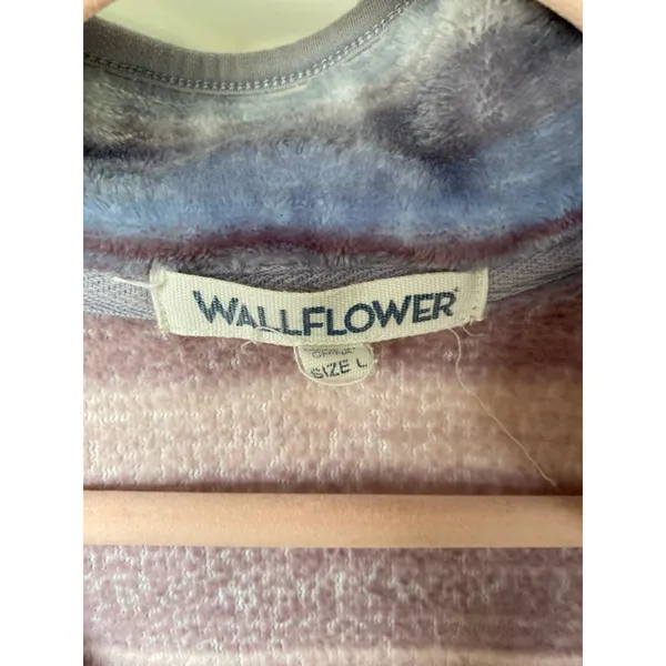 Wallflower Half Zip Pullover Striped Plush Cozy Luxe Buttery Soft Winter Comfy L - Image 6