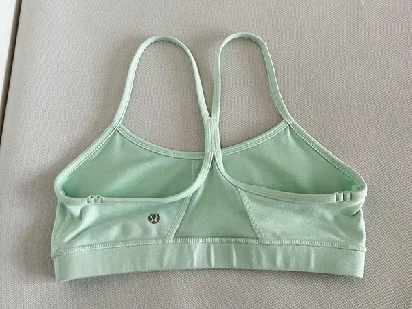 Lululemon Flow Y Bra Size 8 Sea Mist Mint Back Mesh Detail - Image 2
