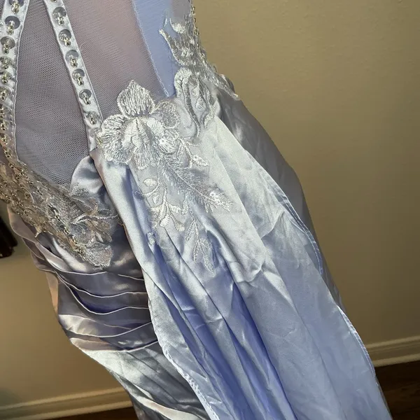 Lavender Lace Corset Formal Gown Off Shoulder Satin Dress - Image 8