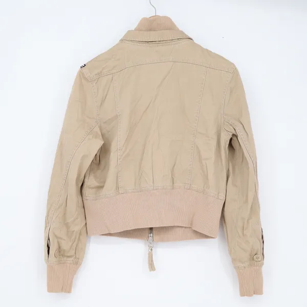 Ecko Red Womens Tan Khaki Utility Bomber Jacket Cropped Cotton Size L - Image 9
