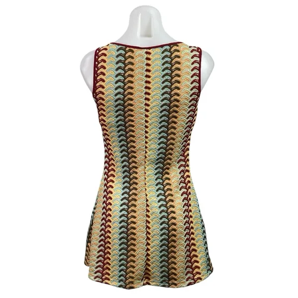 Women's Multicolor Crochet Knit Rainbow Sleeveless A Line Mini Dress Size S - Image 3