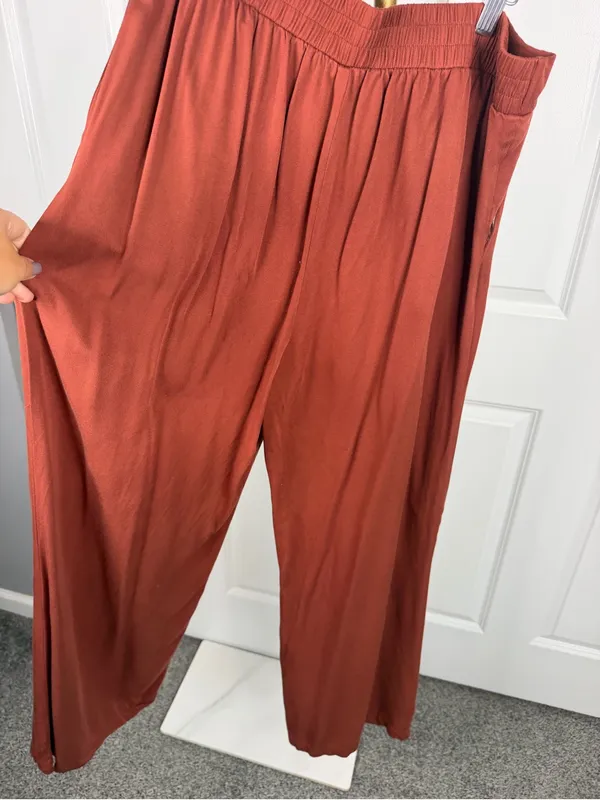 ReGeneration Celebrity Pink Rust Wide Leg Trousers Size L High Rise - Image 9
