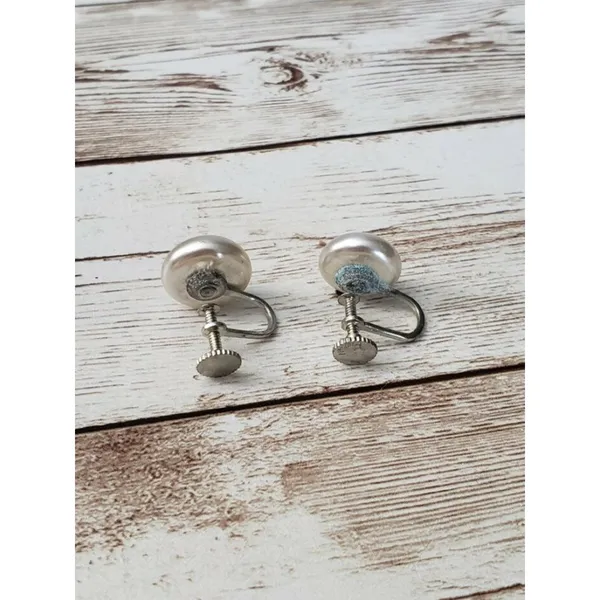 Vintage Screw On Earrings - Pearlescent 0.5" - Image 4