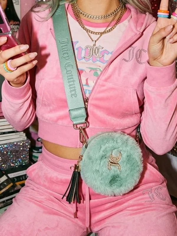 Juicy Couture Fuzzy Mint Green Mini Crossbody Bag Coin Purse Y2K McBling Bratz - Image 2