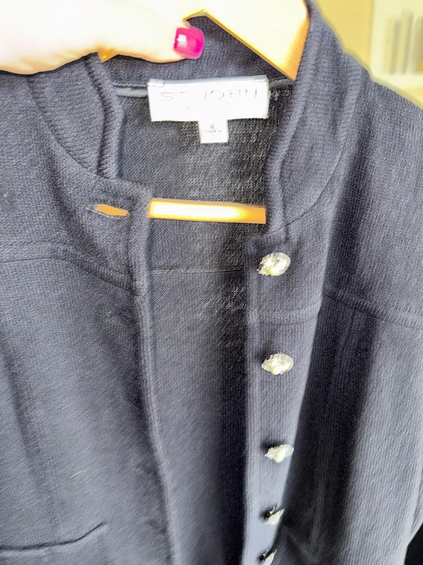 St. John Black Long Cardigan Jacket with Decorative Buttons - Image 7