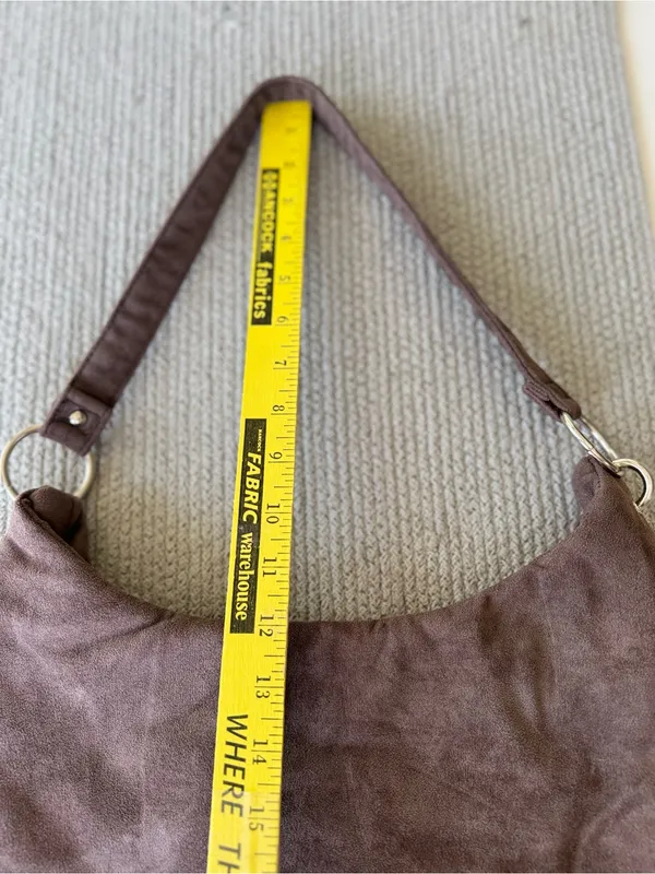 Bella Russo Taupe Brown Faux Suede Hobo Shoulder Bag Silver Accents - Image 7
