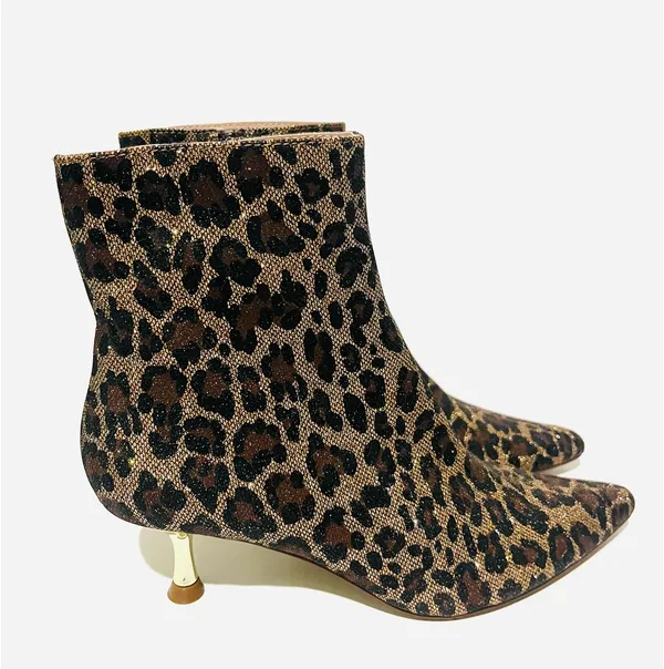 Betsey Johnson Leopard Print Pointed Toe Ankle Boots  - Image 4