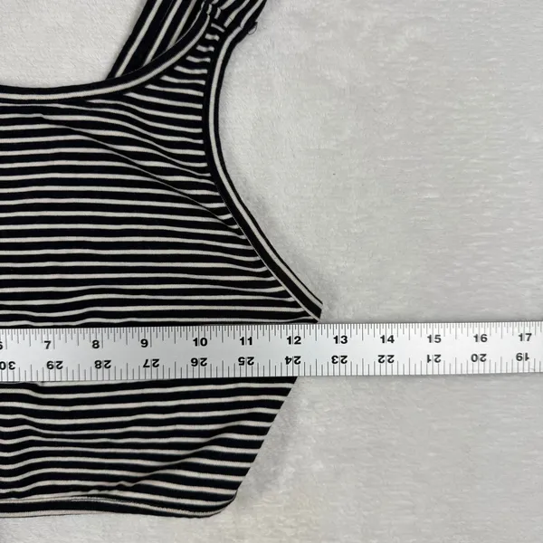 Brandy Melville Womens Striped‎ Cropped Tank Top Black White Scoop Neck XS - Image 3