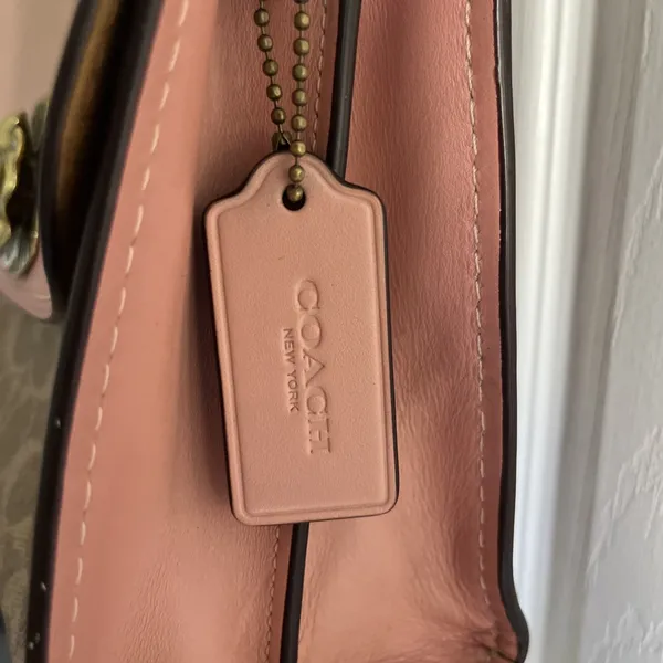 COACH Parker 30585 Pink C Logo Canvas Leather Shoulder Crossbody‎ Bag - Image 4