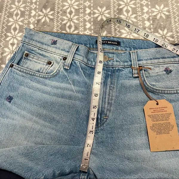 Lucky Brand Sienna Mid Rise Slim Boyfriend Jean Size 4/27 Floral‎ Embroidered - Image 10
