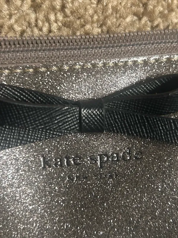 Kate Spade Sparkle Bow Tote Bag in Silver glitter tote - Image 6
