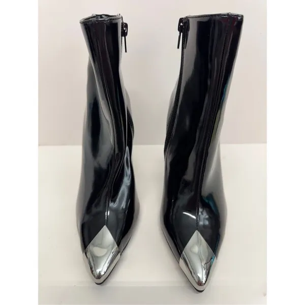 INC International Concepts Boots Size 5 Black Patent Pointed Toe Stiletto‎ Heels - Image 5