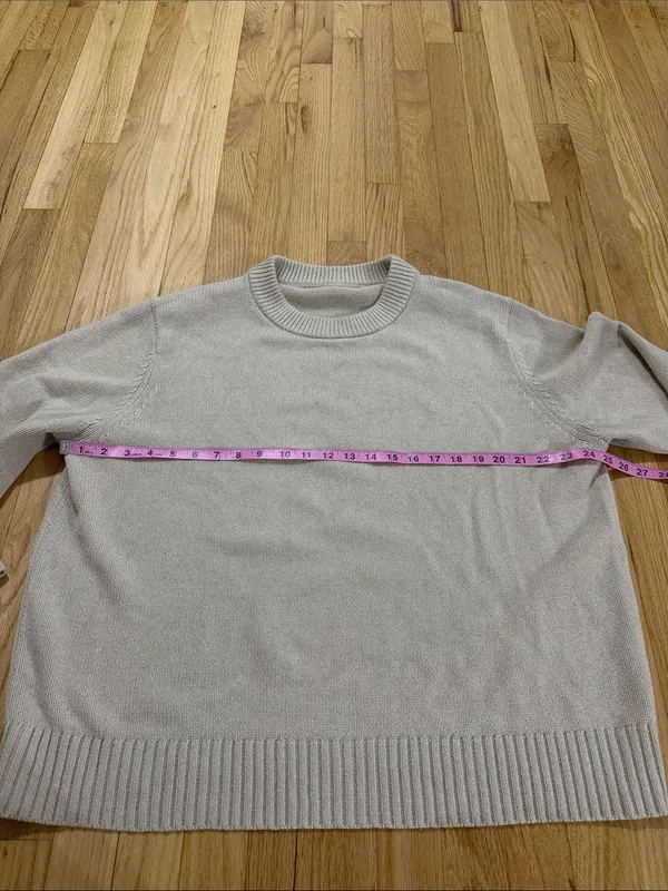 Jenni Kayne Tan Cotton Cashmere Crewneck Sweater Sz L - Image 3