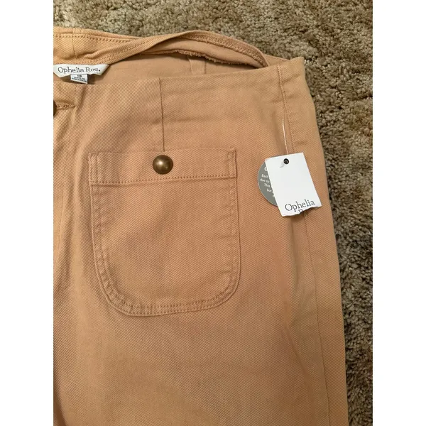 Ophelia Roe High Rise Cropped Utility Pants NWT Peach Tan Wide Leg Colette - Image 3