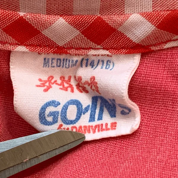 Vintage Red Gingham Smock Dress Peter Pan Collar Pockets Picnic Cottage Midi - Image 8