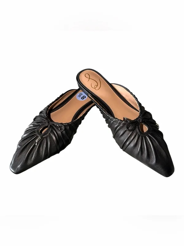 NEW Sam Edelman Women's Julia Ruched Pointed-Toe Flats Black 8.5 Leather - Image 7