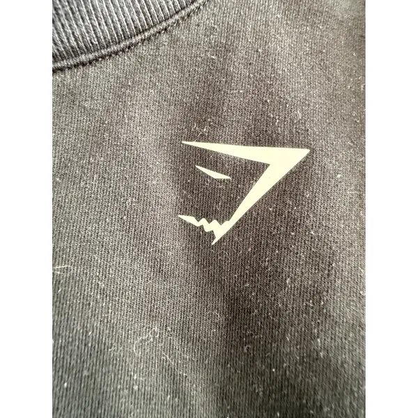 Gymshark Womens Black Long Sleeve Cropped‎ Sweatshirt Logo Crew Neck Size M - Image 4
