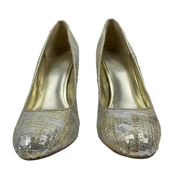 Aldo Glicken Sequins Glitter Pumps Metallic Gold Silver Size 39 - Image 3