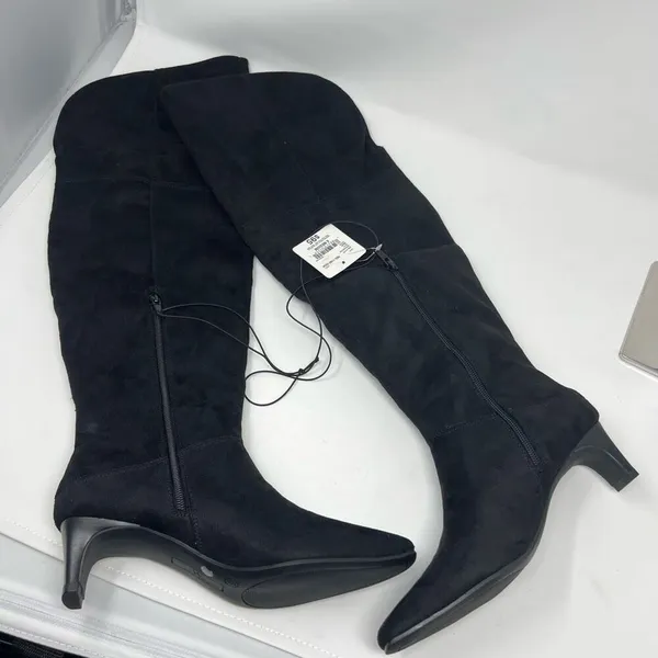 NWT WORTHINGTON Palmetto Valto‎ Faux Suede Over the Knee Black Boots Size 6 New - Image 6