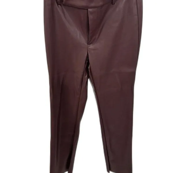 MESHKI Faux Leather Straight Leg Pant - Dark Chocolate Small - Image 3