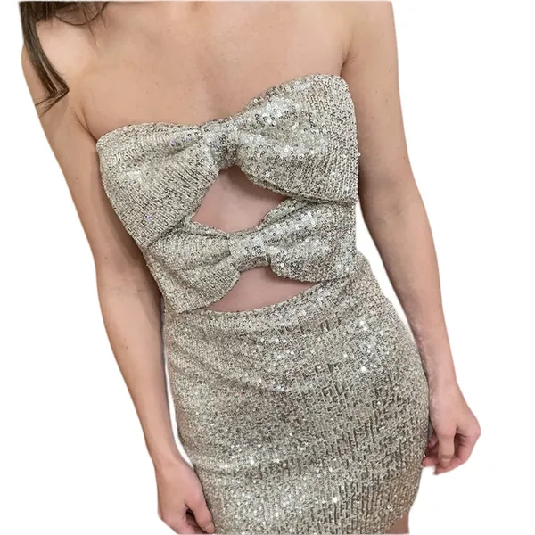 Windsor Sequin Bows Cutout Bodycon Mini Dress - Image 7