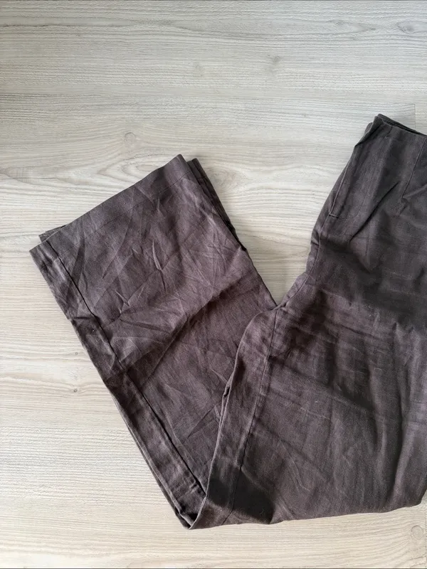 Olivaceous Brown Linen Casual Pants - Image 3